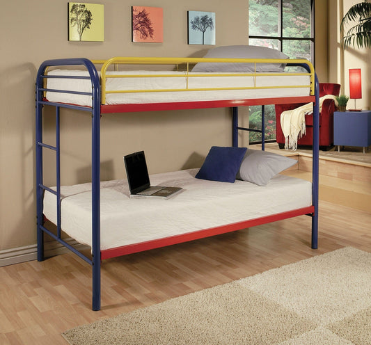 78" X 41" X 60" Twin Over Twin Rainbow Metal Tube Bunk Bed - Homeroots
