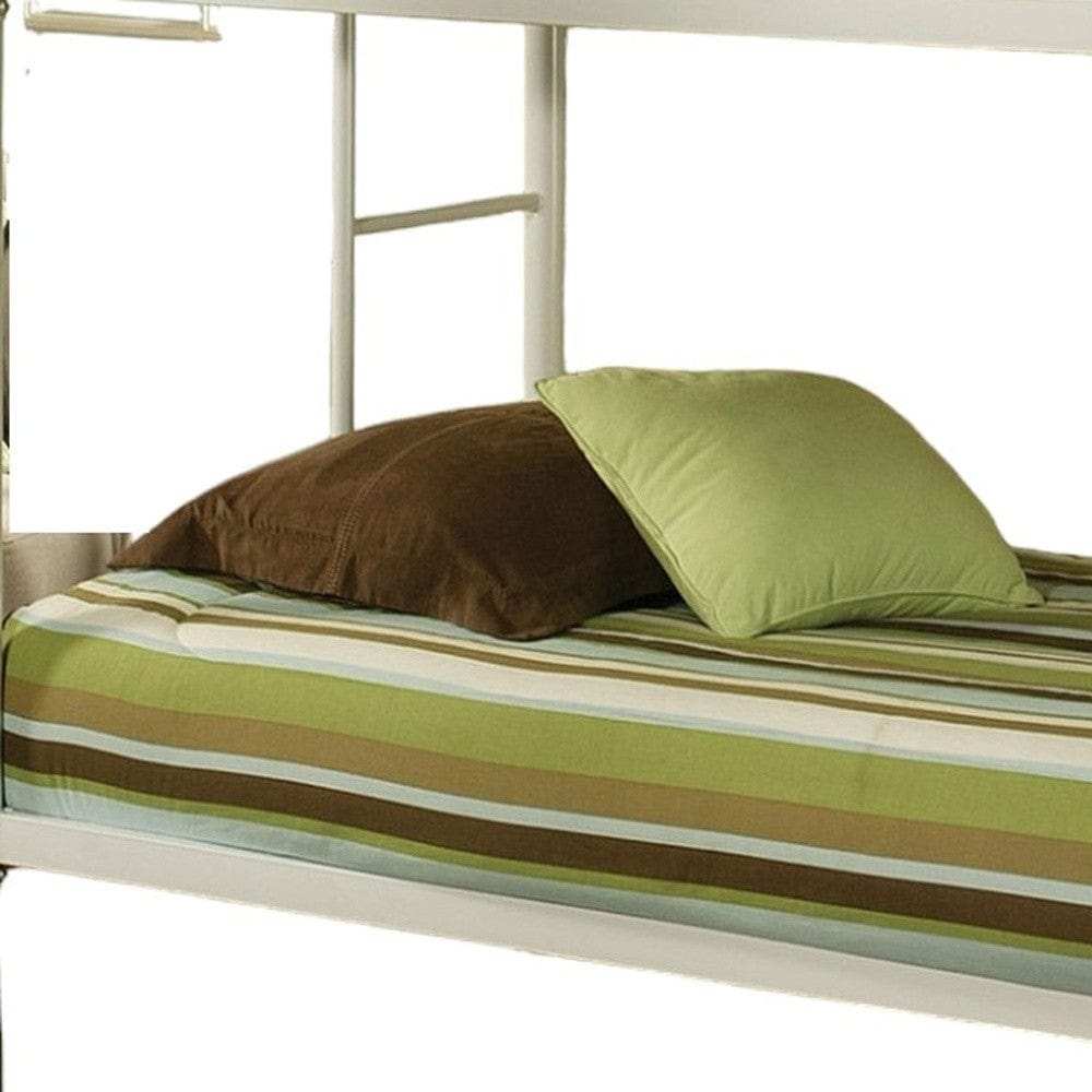 White Twin Contemporary Metal Bunk Bed - Homeroots - Flyclothing LLC