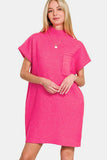Zenana Short Sleeve Sweater Mini Dress - Trendsi