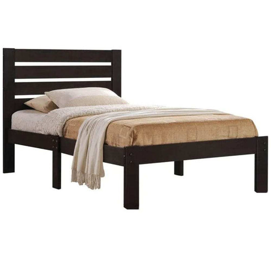 Espresso Solid Wood Full Tufted Bed - Homeroots - Flyclothing LLC