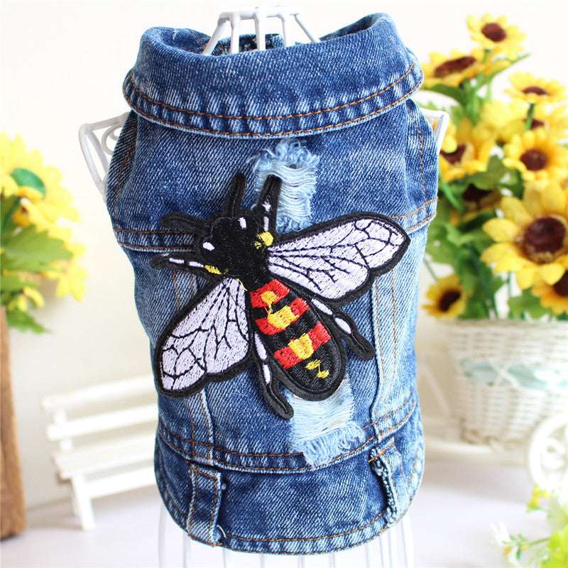 Designer Dog Clothes Small Dog Denim Jacket Coat Cat Costume Puppy Jeans Vest Spring Clothing - My Store - Flyclothing LLC
