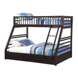 83" X 63" X 65" Espresso Pine Wood Twin Xl Over Queen Bunk Bed - Homeroots - Flyclothing LLC