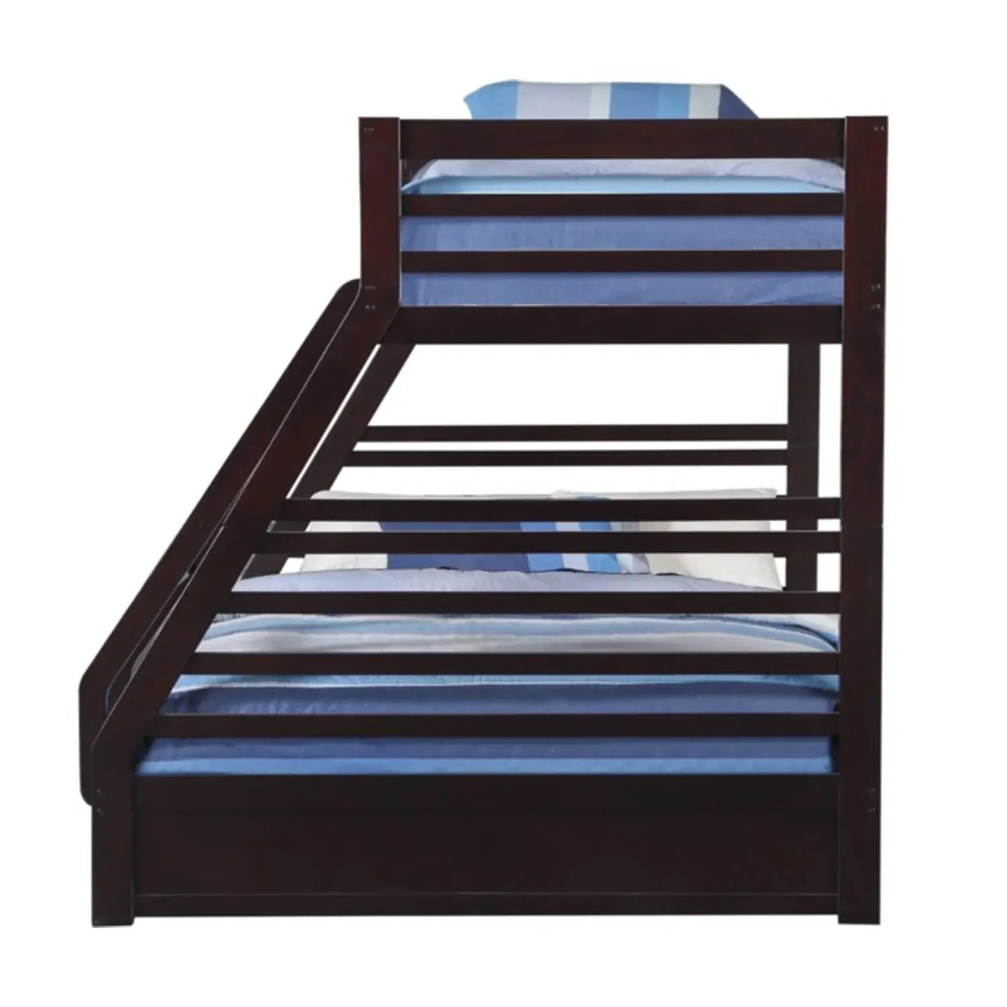 83" X 63" X 65" Espresso Pine Wood Twin Xl Over Queen Bunk Bed - Homeroots - Flyclothing LLC