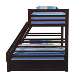 83" X 63" X 65" Espresso Pine Wood Twin Xl Over Queen Bunk Bed - Homeroots - Flyclothing LLC