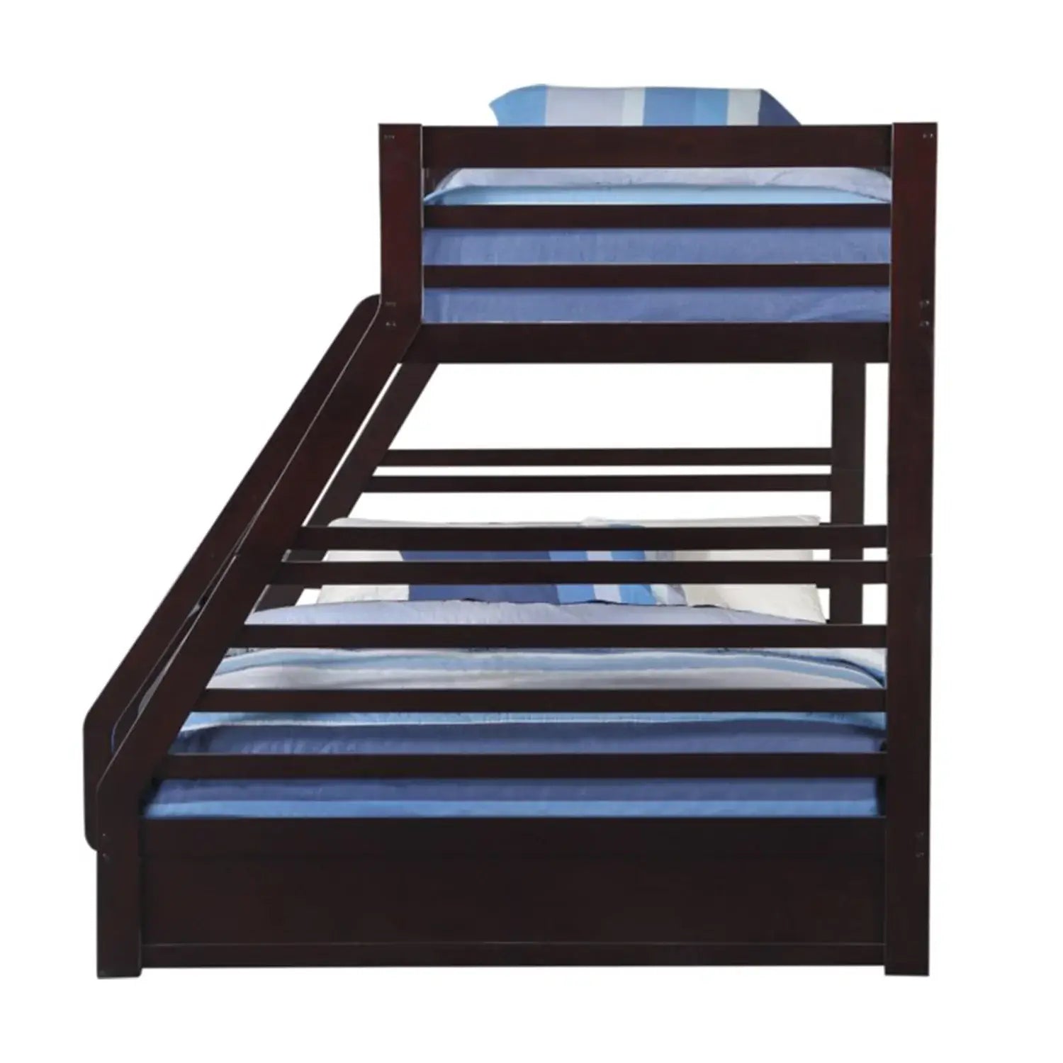 83" X 63" X 65" Espresso Pine Wood Twin Xl Over Queen Bunk Bed - Homeroots - Flyclothing LLC