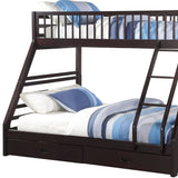 83" X 63" X 65" Espresso Pine Wood Twin Xl Over Queen Bunk Bed - Homeroots - Flyclothing LLC