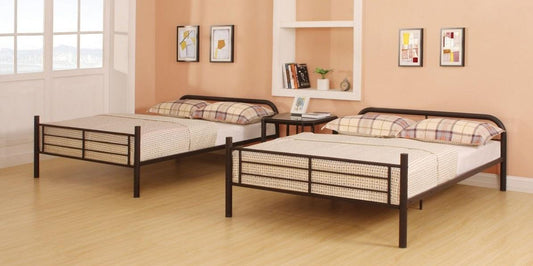 79" X 57" X 65" Dark Brown Metal Tube Full Over Full Bunk Bed - Homeroots