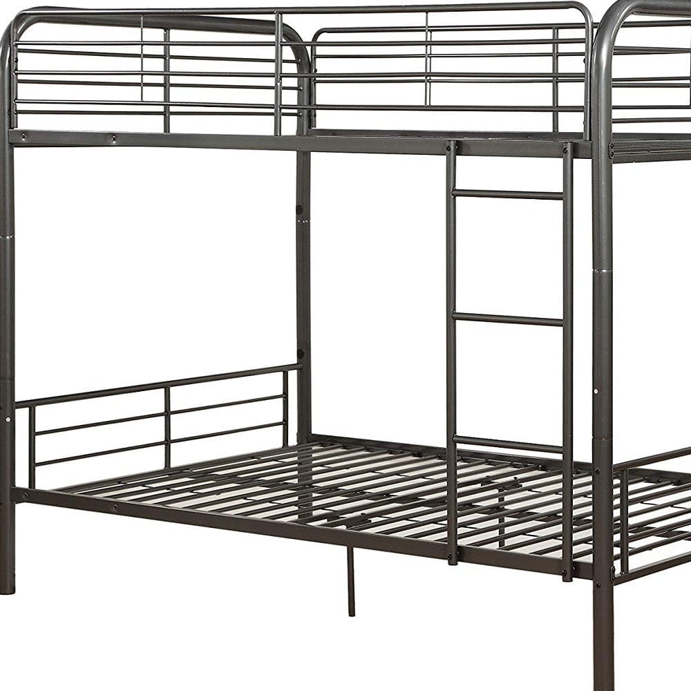 79" X 57" X 65" Gunmetal Metal Tube Full Over Full Bunk Bed - Homeroots