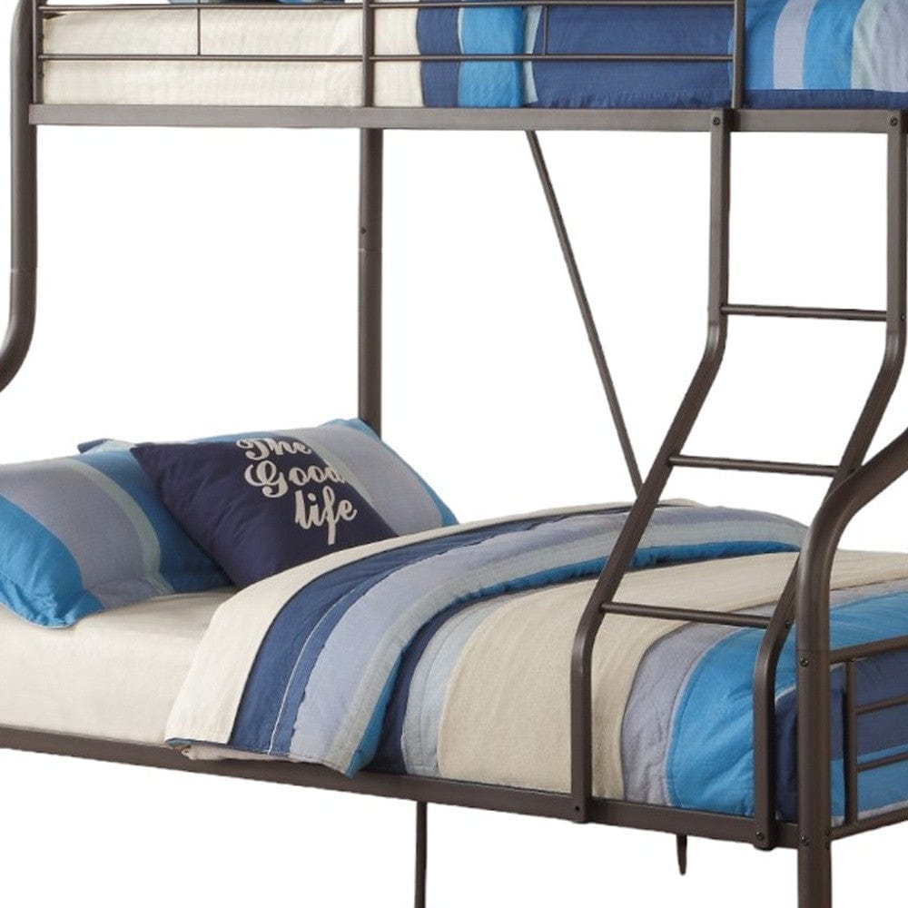 79" X 57" X 63" Twin Over Full Sandy Black Metal Tube Bunk Bed - Homeroots