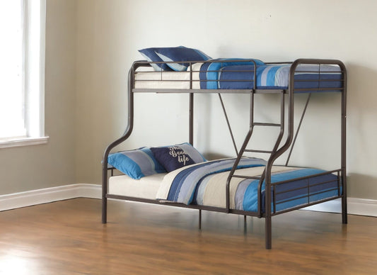 79" X 57" X 63" Twin Over Full Sandy Black Metal Tube Bunk Bed - Homeroots