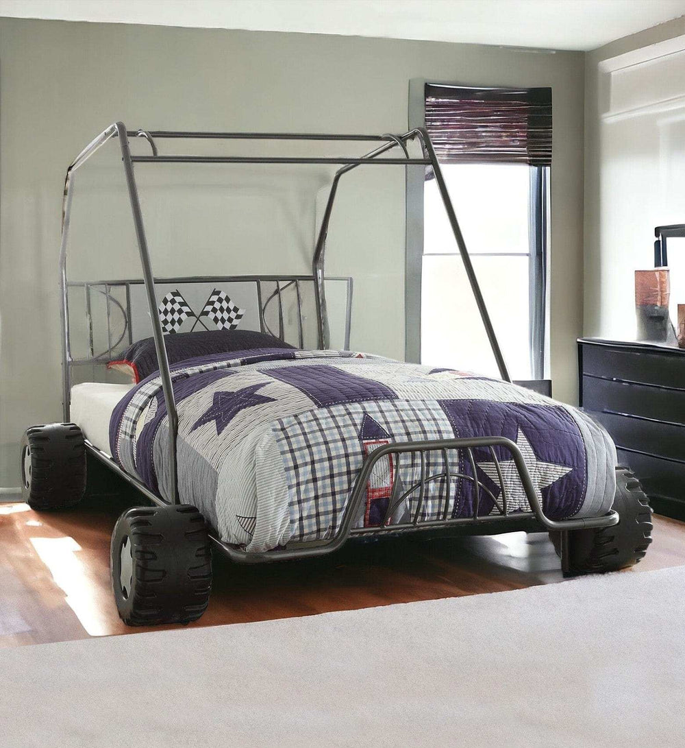 Steel Twin Gunmetal Bed - Homeroots - Flyclothing LLC
