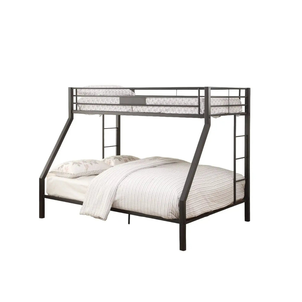 83" X 63" X 65" Sandy Black Metal Twin Xl Over Queen Bunk Bed - Homeroots - Flyclothing LLC