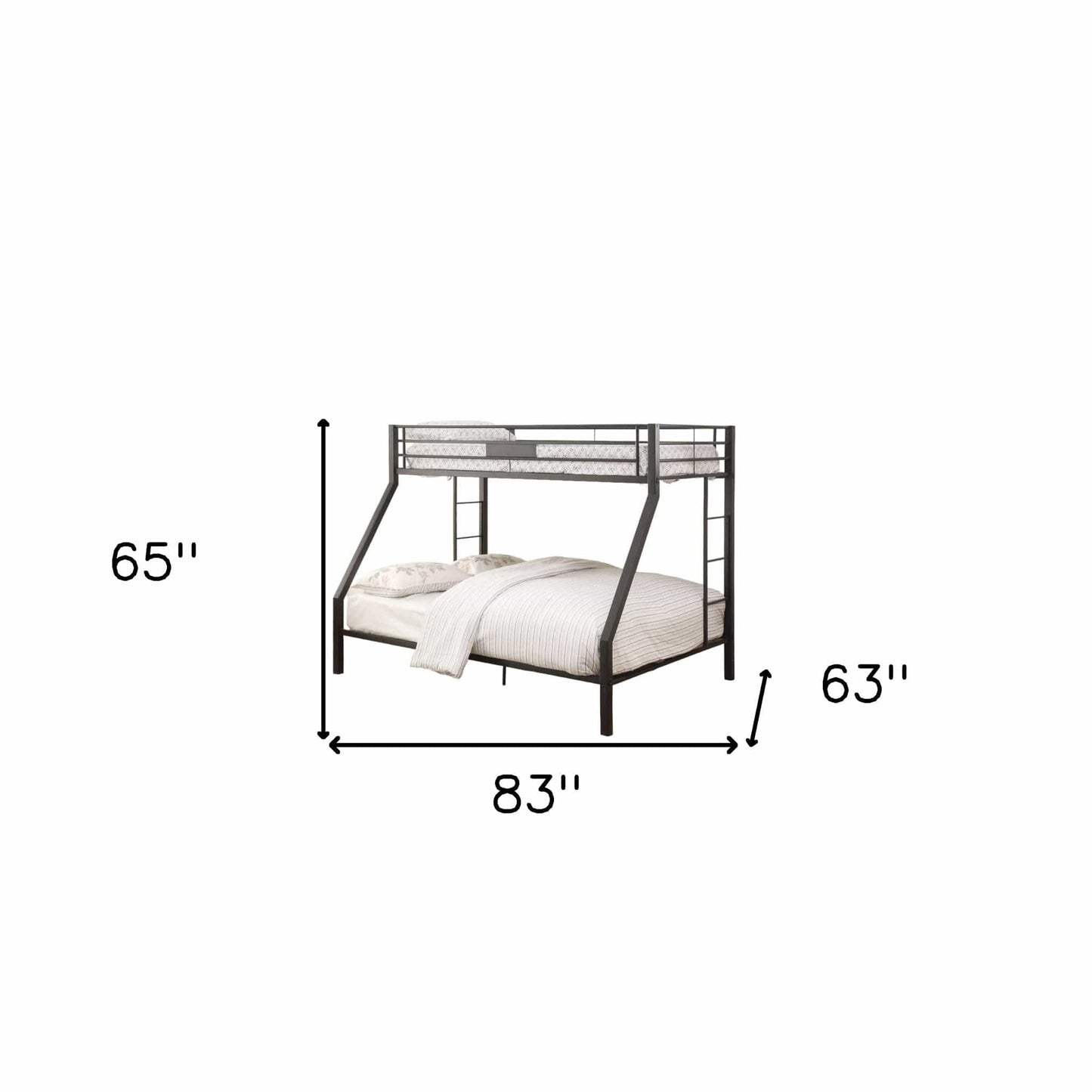 83" X 63" X 65" Sandy Black Metal Twin Xl Over Queen Bunk Bed - Homeroots - Flyclothing LLC