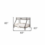 83" X 63" X 65" Sandy Black Metal Twin Xl Over Queen Bunk Bed - Homeroots - Flyclothing LLC