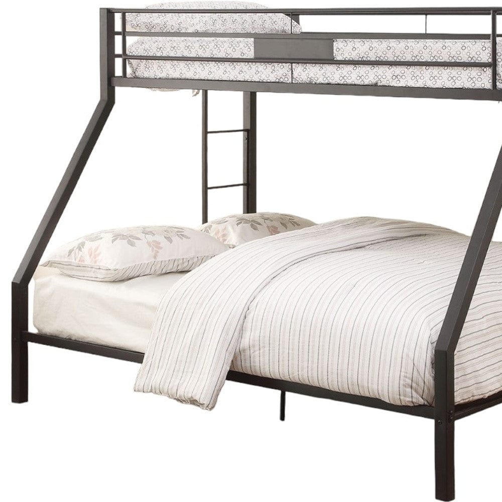 83" X 63" X 65" Sandy Black Metal Twin Xl Over Queen Bunk Bed - Homeroots - Flyclothing LLC