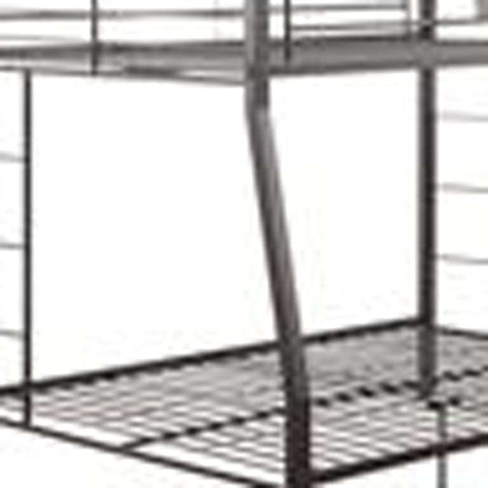 Black Metal Finish Twin Over Full Bunk With Side Ladders - Homeroots - Flyclothing LLC