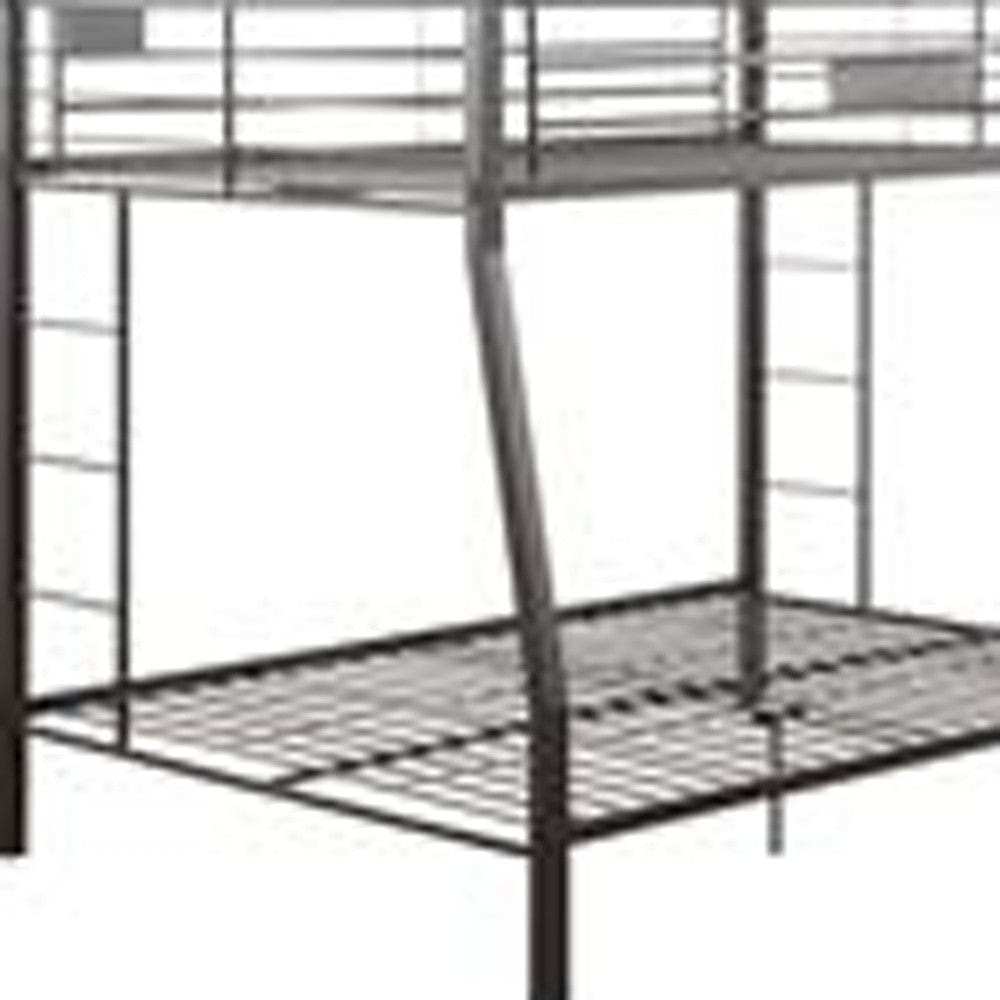 Black Metal Finish Twin Over Full Bunk With Side Ladders - Homeroots - Flyclothing LLC