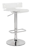 Clear And Silver Acrylic And Metal Low Back Adjustable Height Swivel Bar Chair - Homeroots