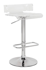 Clear And Silver Acrylic And Metal Low Back Adjustable Height Swivel Bar Chair - Homeroots