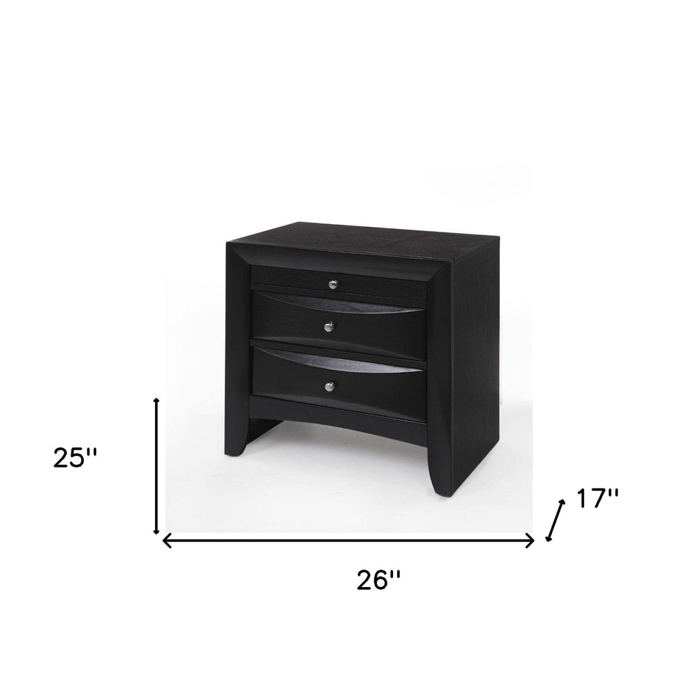 25" Dark Brown Three Drawer Nightstand - Homeroots - Flyclothing LLC