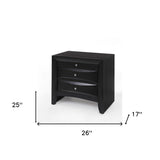 25" Dark Brown Three Drawer Nightstand - Homeroots