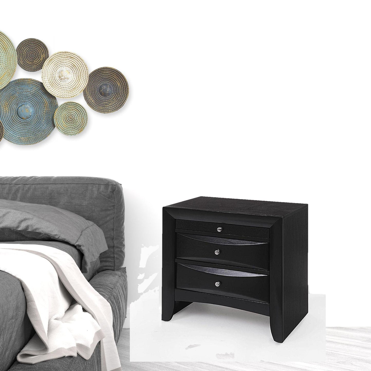 25" Dark Brown Three Drawer Nightstand - Homeroots - Flyclothing LLC