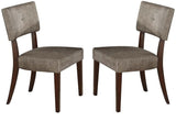Set of Two Tufted Gray And Brown Upholstered Fabric Open Back Dining Side Chairs - Homeroots