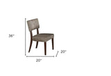 Set of Two Tufted Gray And Brown Upholstered Fabric Open Back Dining Side Chairs - Homeroots