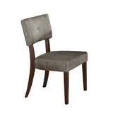 Set of Two Tufted Gray And Brown Upholstered Fabric Open Back Dining Side Chairs - Homeroots