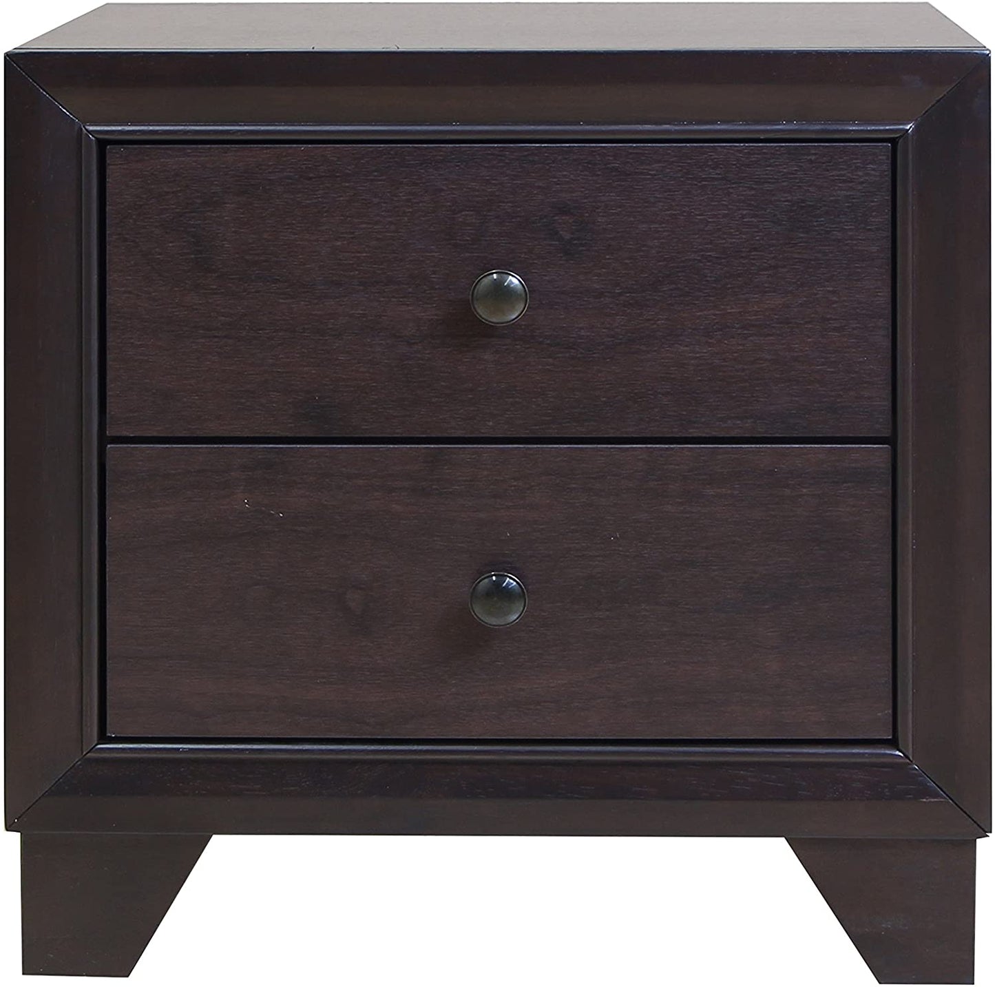 22" Espresso Two Drawers Solid Wood Nightstand - Homeroots - Flyclothing LLC