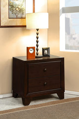 22" Espresso Two Drawers Solid Wood Nightstand - Homeroots