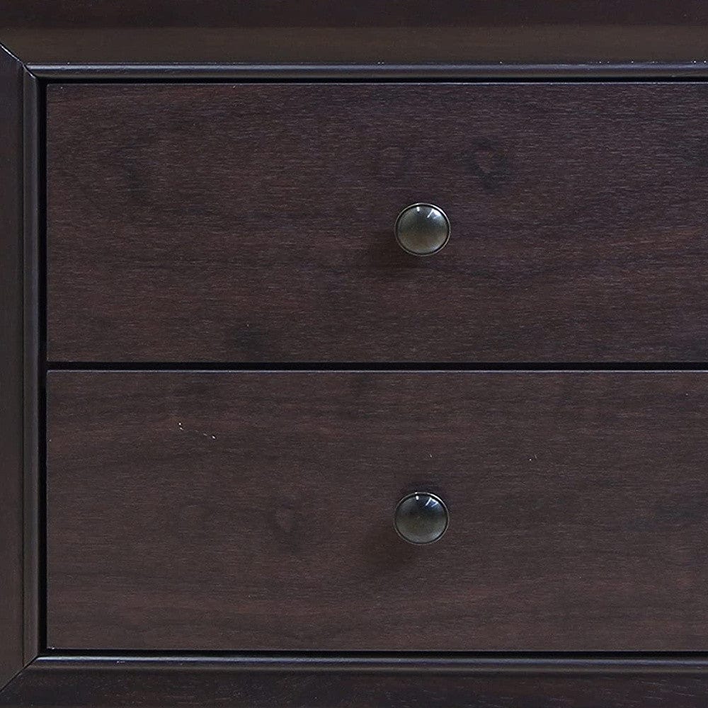 22" Espresso Two Drawers Solid Wood Nightstand - Homeroots