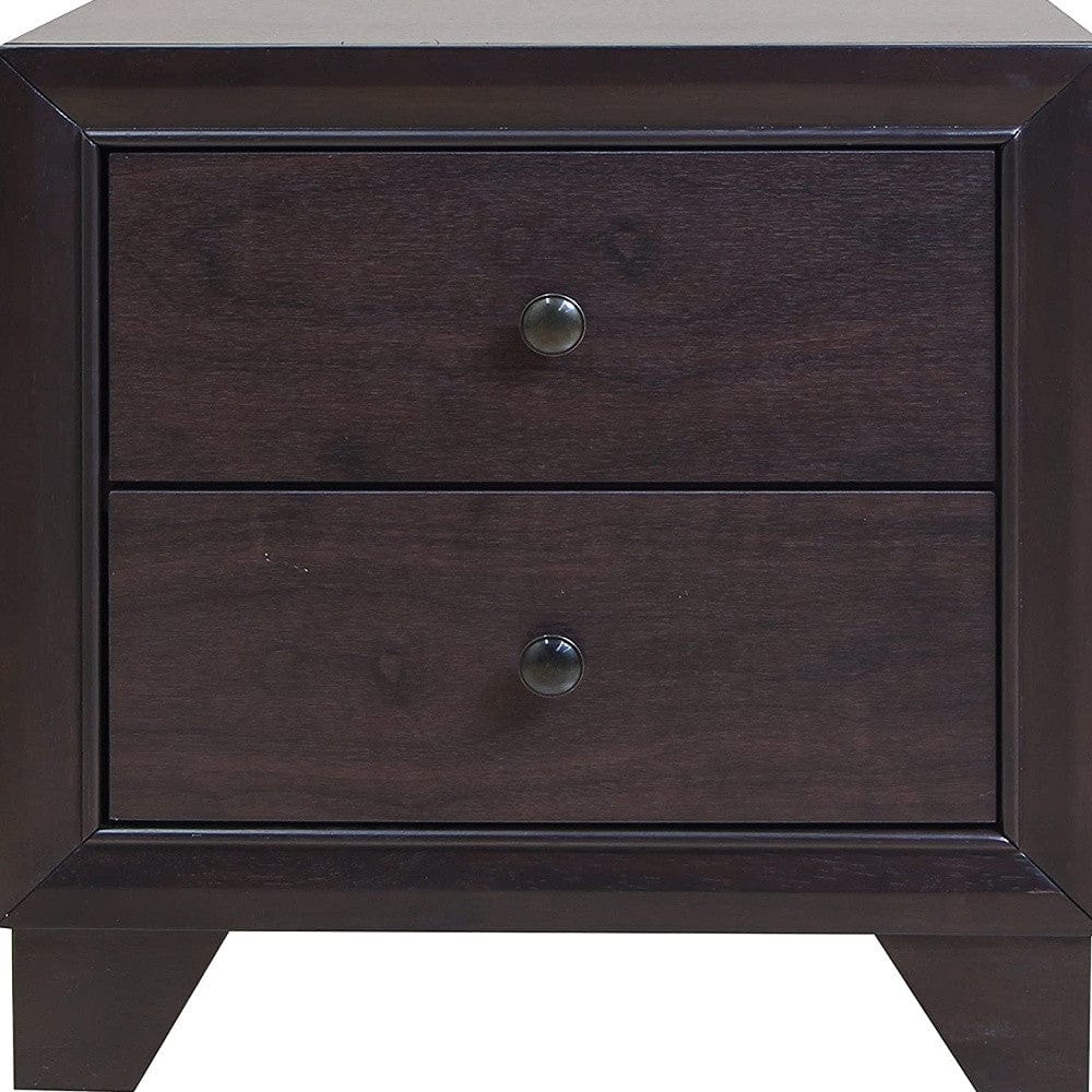22" Espresso Two Drawers Solid Wood Nightstand - Homeroots - Flyclothing LLC