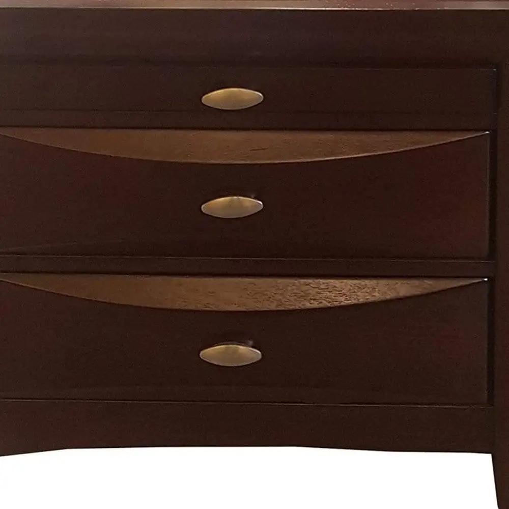 25" Espresso Three Drawers Solid Wood Nightstand - Homeroots - Flyclothing LLC