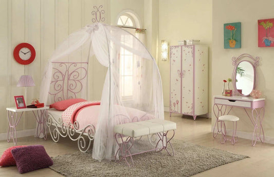 Purple and White Canopy Bed Frame - Homeroots - Flyclothing LLC