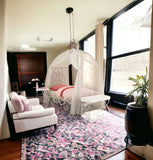Purple and White Canopy Bed Frame - Homeroots