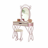 Lilac And White Butterfly Design Desk Vanity Dressing Table - Homeroots - Flyclothing LLC