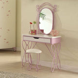 Lilac And White Butterfly Design Desk Vanity Dressing Table - Homeroots - Flyclothing LLC