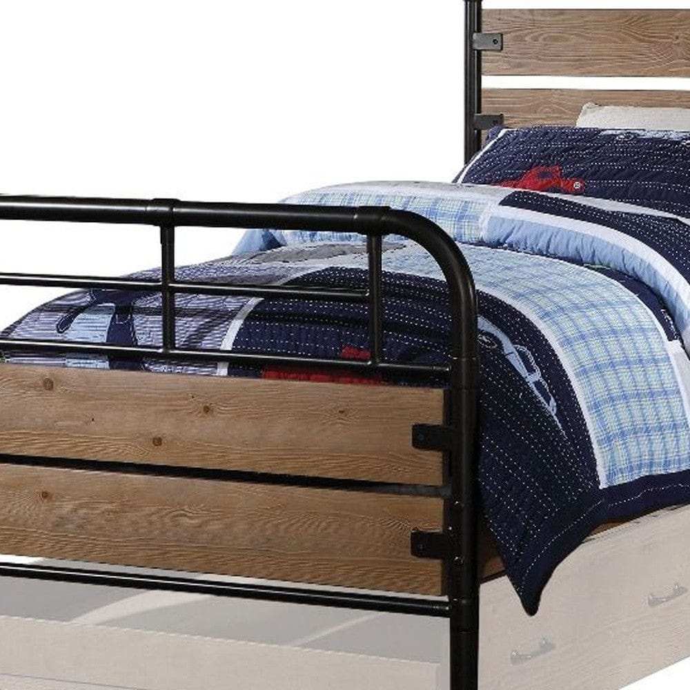 Brown and Black Solid Wood Twin Bed Frame - Homeroots - Flyclothing LLC