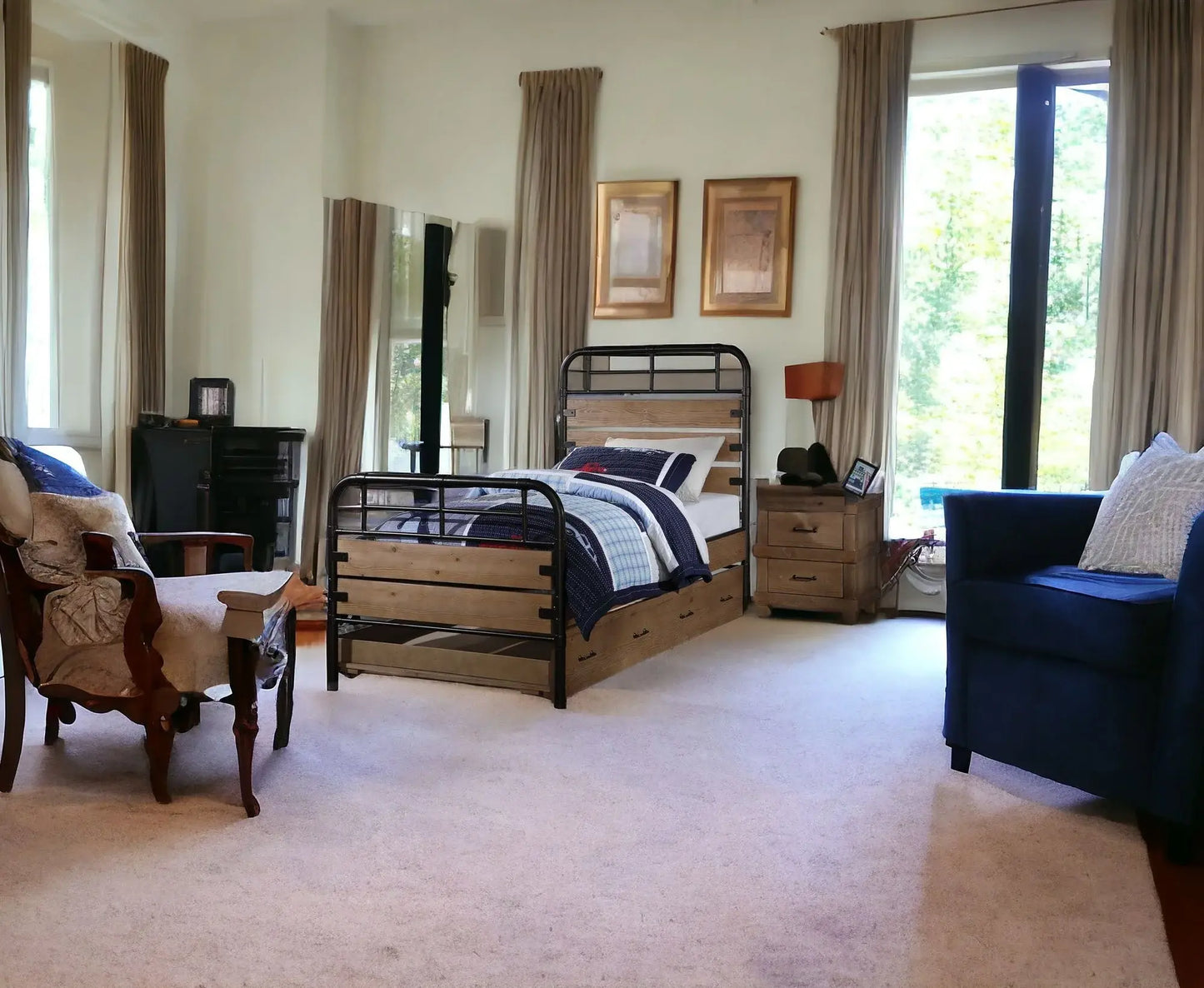Brown and Black Solid Wood Twin Bed Frame - Homeroots - Flyclothing LLC