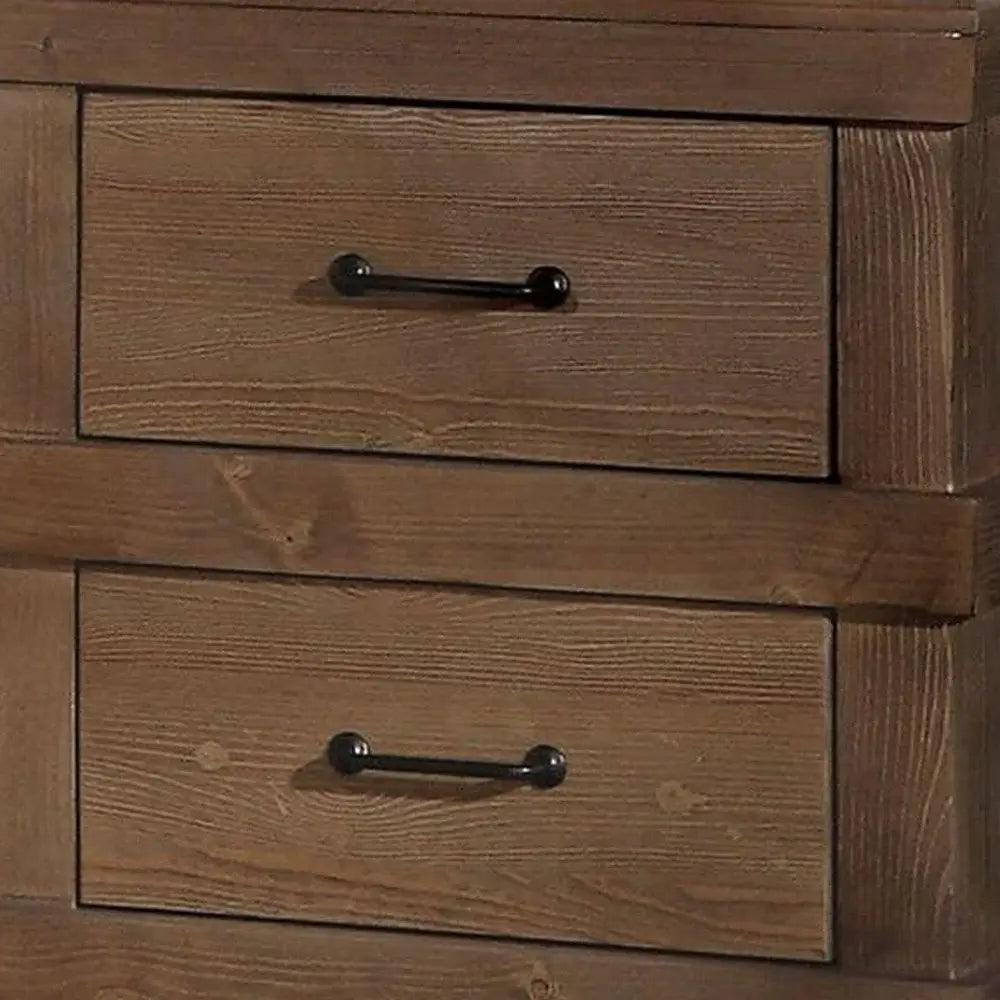 23" Brown Two Drawers Metal Nightstand - Homeroots - Flyclothing LLC