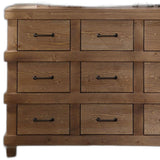 44" Brown Solid Wood Nine Drawer Triple Dresser - Homeroots