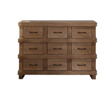 44" Brown Solid Wood Nine Drawer Triple Dresser - Homeroots