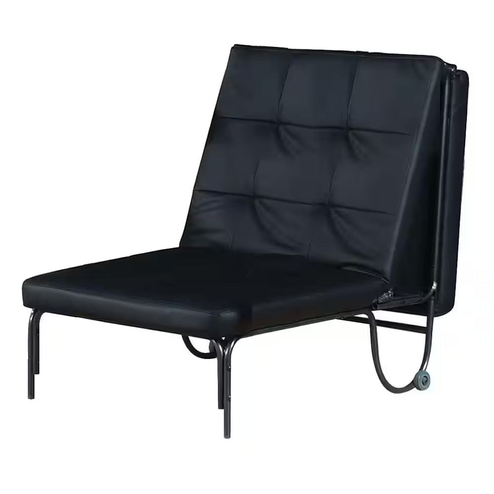 75" Black Faux Leather Tufted Convertible Chair - Homeroots - Flyclothing LLC