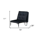 75" Black Faux Leather Tufted Convertible Chair - Homeroots - Flyclothing LLC