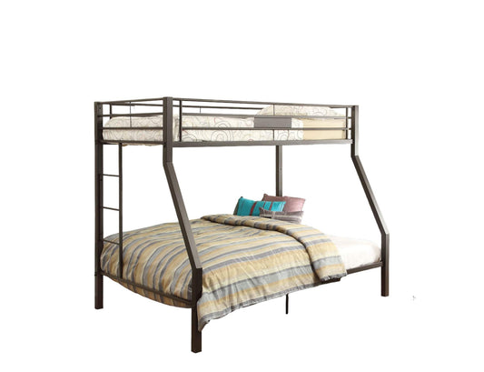79" X 56" X 65" Twin Over Full Brown Metal Tube Bunk Bed - Homeroots