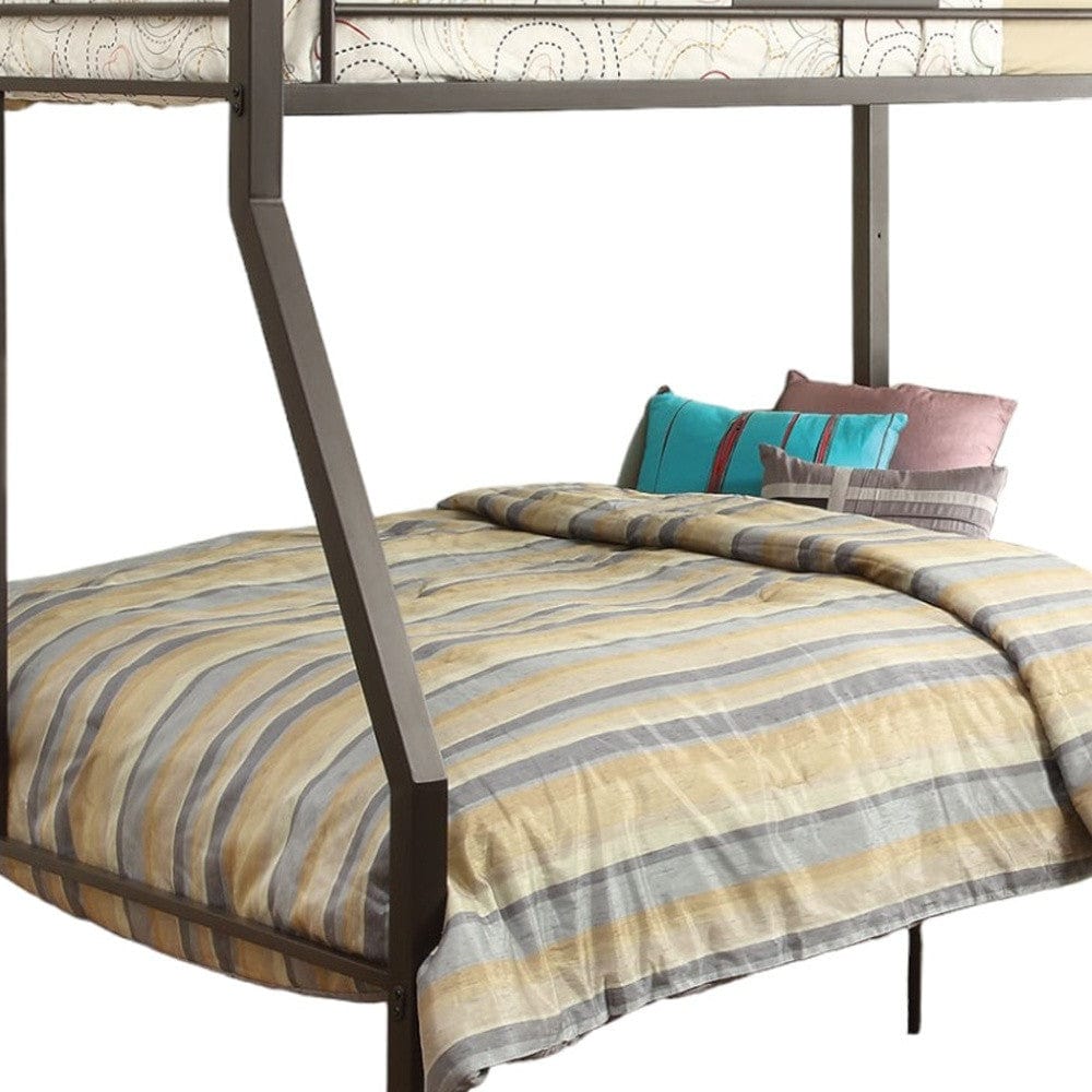 79" X 56" X 65" Twin Over Full Brown Metal Tube Bunk Bed - Homeroots