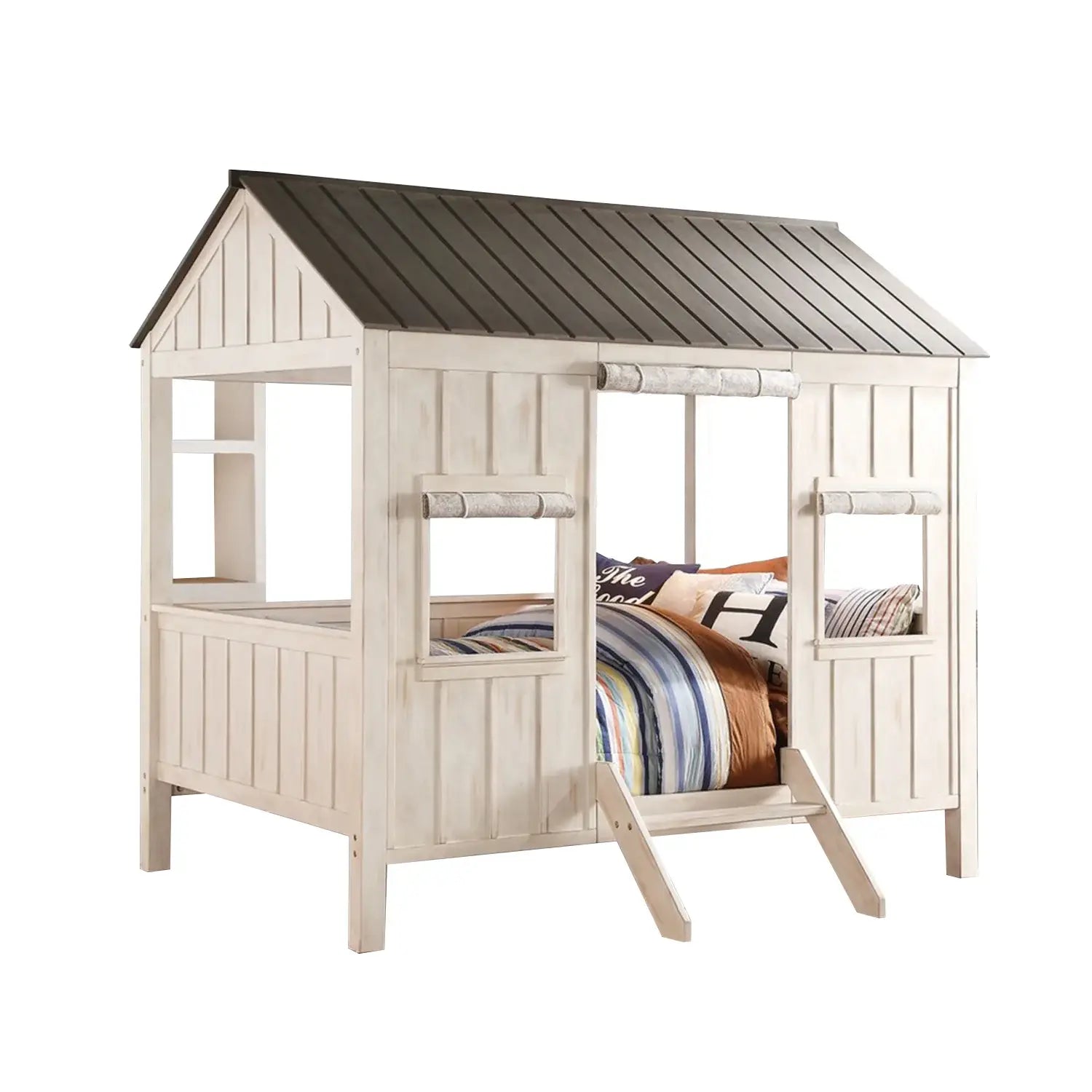 White Solid Wood Bed Frame - Homeroots - Flyclothing LLC