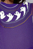 Ghost Pattern Round Neck Long Sleeve Sweater - Trendsi - Flyclothing LLC