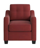 34" Red And Brown Linen Arm Chair